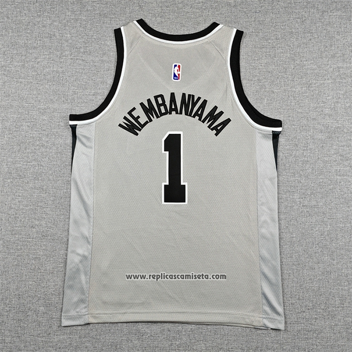 Camiseta Nino San Antonio Spurs Victor Wembanyama NO 1 Statement 2025-26 Gris